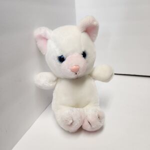 Vintage 1980s White Cat Stuffed Animal Plush Toy Kitten